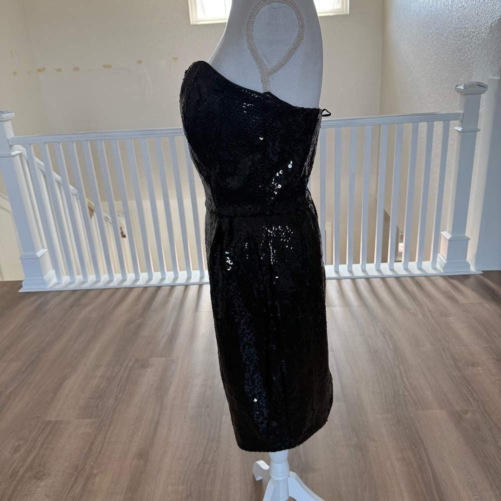 VTG Saks Fifth Avenue Jule Duroche After Five Black Strapless Sequin Dress SZ 12 - Picture 2 of 12